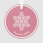 Baby's Eerste Kerstsneeuwvlok op Roze Ornament (achterkant)