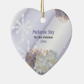 Baby's eerste kerstsneeuwvlokken Floraal Ornament (Rechts)