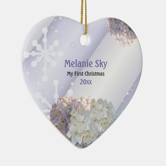 Baby's eerste kerstsneeuwvlokken Floraal Ornament (Rechts)