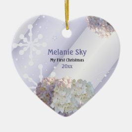 Baby's eerste kerstsneeuwvlokken Floraal Ornament