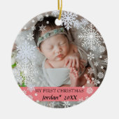 Baby's eerste kerstsneeuwvlokken keramisch ornament (Voorkant)