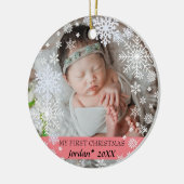 Baby's eerste kerstsneeuwvlokken keramisch ornament (Links)