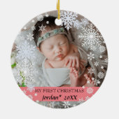 Baby's eerste kerstsneeuwvlokken keramisch ornament (Achterkant)