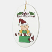 Baby's eerste kerstsnoepriet keramisch ornament (Links)