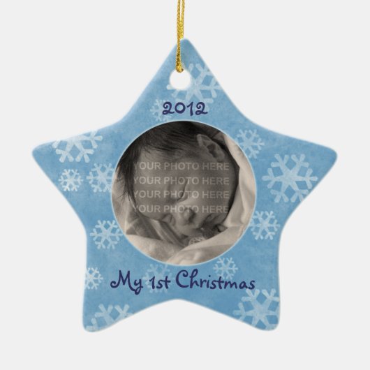 Baby's eerste kerstster-fotoversiering keramisch ornament (Voorkant)