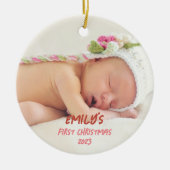 Baby's eerste kerstster & hart keramisch ornament (Voorkant)