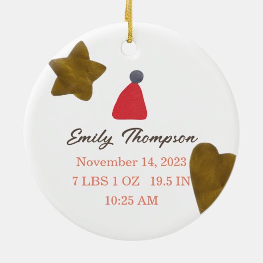 Baby's eerste kerstster & hart keramisch ornament (Achterkant)