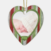 Baby's Eerste Kerststrepen Foto Hart Kerstmis Keramisch Ornament (Links)
