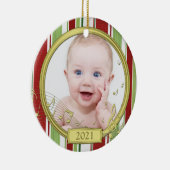 Baby's eerste kerststripmuziek keramisch ornament (Rechts)