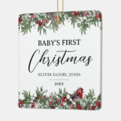 Baby's eerste kersttasje keramisch ornament (Links)