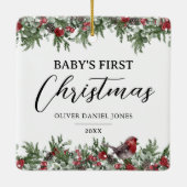 Baby's eerste kersttasje keramisch ornament (Achterkant)