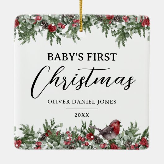 Baby's eerste kersttasje keramisch ornament (Achterkant)