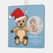 Baby's eerste kerstteddy Bear Santa Hat Foto Keramisch Ornament (Links)
