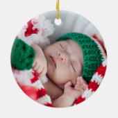 Baby's Eerste Kerstteddybeer Foto Ornament (Achterkant)