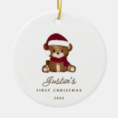 Baby's eerste kerstteddybeer keramisch ornament (Voorkant)