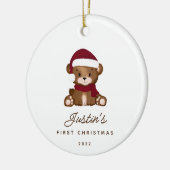 Baby's eerste kerstteddybeer keramisch ornament (Links)