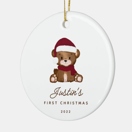 Baby's eerste kerstteddybeer keramisch ornament (Links)