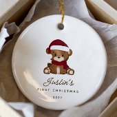 Baby's eerste kerstteddybeer keramisch ornament