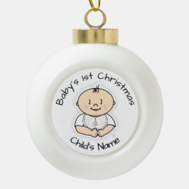 Baby's eerste kersttjoch-versiering -  keramische bal ornament