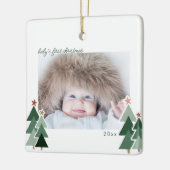 Baby's eerste kersttong foto's keramisch ornament (Links)