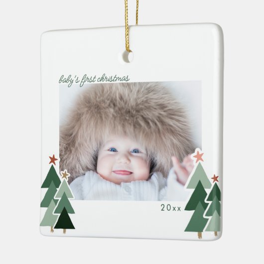 Baby's eerste kersttong foto's keramisch ornament (Links)