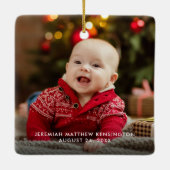 Baby's eerste kersttong foto's keramisch ornament (Achterkant)