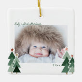Baby's eerste kersttong foto's keramisch ornament (Voorkant)