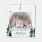 Baby's eerste kersttong foto's keramisch ornament (Links)