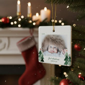 Baby's eerste kersttong foto's keramisch ornament