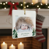 Baby's eerste kersttong foto's keramisch ornament