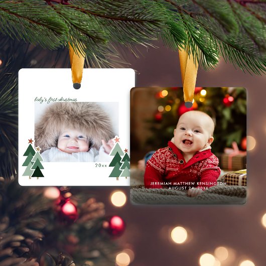 Baby's eerste kersttong foto's keramisch ornament