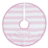 Baby's eerste kersttypografie Roze meisjesnaam Imitatie Linnen Kerstboom Kleed (Voorkant)