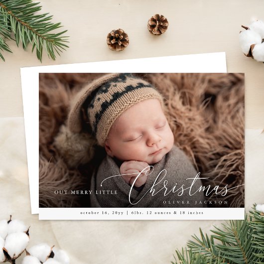 Baby's Eerste Kerstvakantie Baby Geboorte Foto Aankondiging