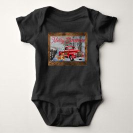 Baby's eerste kerstvakantie boerderij scène romper