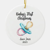 Baby's eerste kerstvakantie fopspeen keramisch ornament (Voorkant)