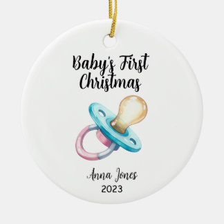 Baby's eerste kerstvakantie fopspeen keramisch ornament
