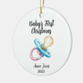 Baby's eerste kerstvakantie fopspeen keramisch ornament (Links)