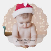 Baby's eerste kerstvakantie foto aangepaste tekst ornament kaart (Voorkant)