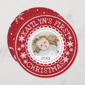 Baby's eerste kerstvakantie geboorte aankondiging (Voorkant / Achterkant)