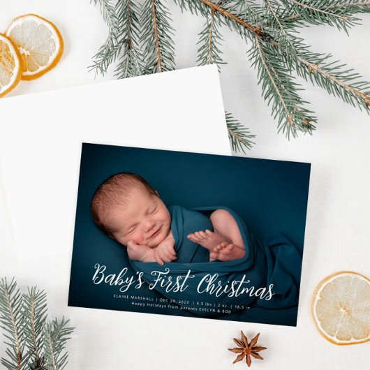 Baby's eerste kerstvakantie geboorte aankondiging