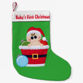 Baby's eerste kerstvakantie kous kleine kerstsok (Voorkant)