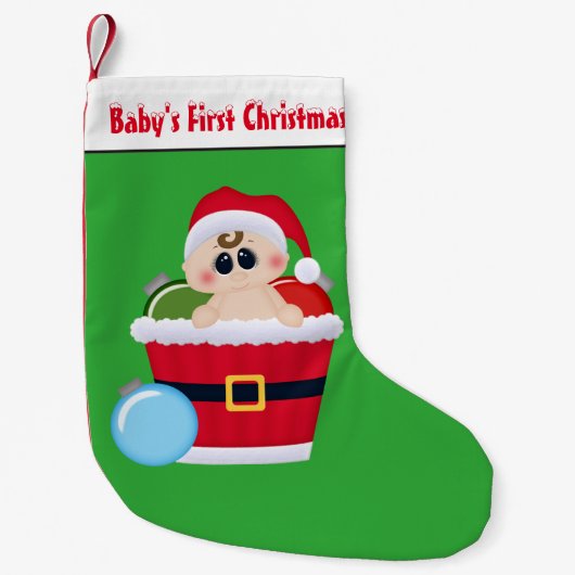 Baby's eerste kerstvakantie kous kleine kerstsok (Voorkant)