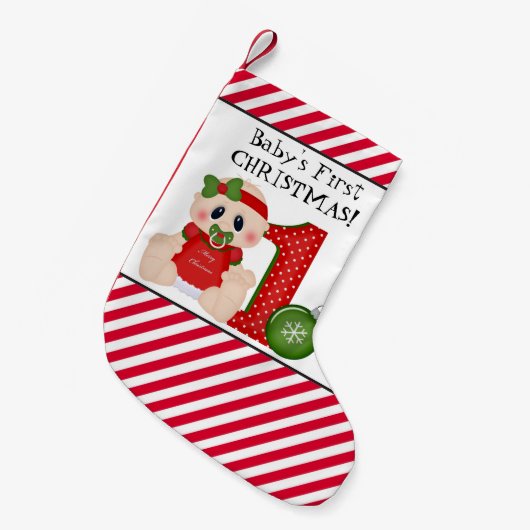 Baby's eerste kerstvakantie kous kleine kerstsok (Voorkant (Hangend))