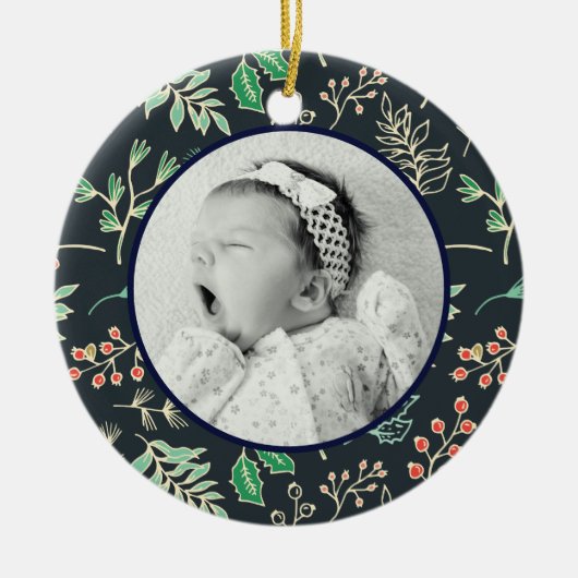 Baby's Eerste Kerstvakantie Patroon Ornament (Voorkant)