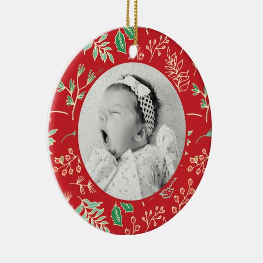 Baby's Eerste Kerstvakantie Patroon Ornament (Rechts)