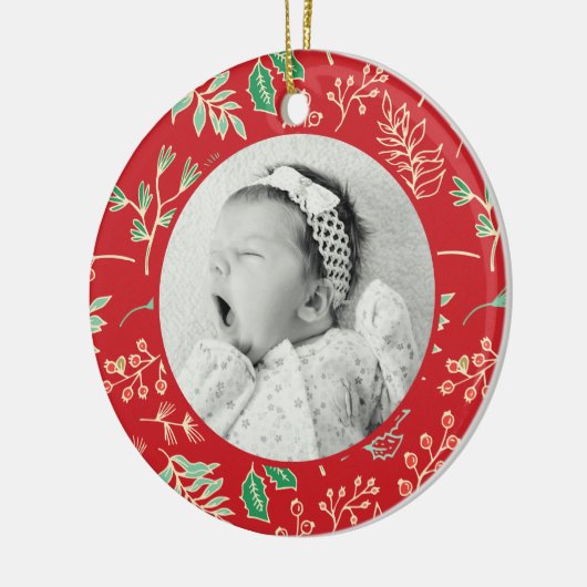 Baby's Eerste Kerstvakantie Patroon Ornament (Links)