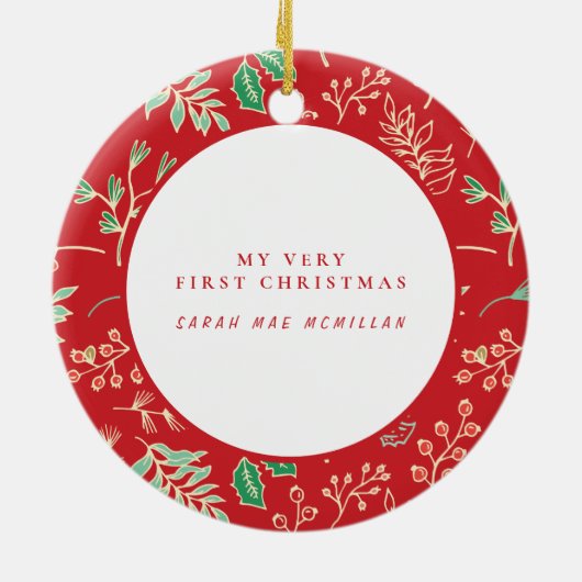 Baby's Eerste Kerstvakantie Patroon Ornament (Achterkant)