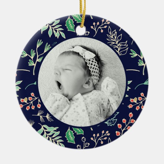 Baby's Eerste Kerstvakantie Patroon Ornament (Voorkant)