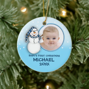 Baby's eerste kerstvakantie Snowman Ornament