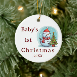 Baby's eerste kerstvakantie Snowman Ornament